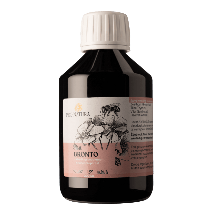 Bronto kruidensiroop voor de keel 200 ml - Zoethout, Tijm en Vlier van ProNatura