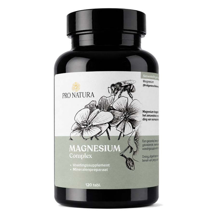 Magnesium Complex 120 tabletten met vier opneembare magnesiumvormen - bijdrage aan spieren, zenuwstelsel en minder vermoeidheid van ProNatura
