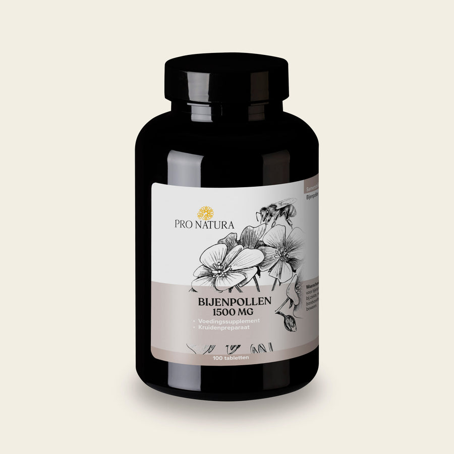 Bijenpollen 1500 mg van Pro Natura, pot met 100 tabletten puur bijenpollenpoeder