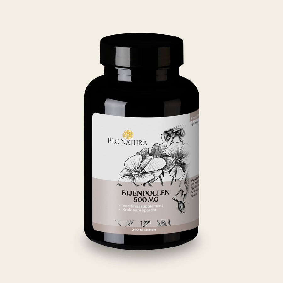 Bijenpollen 500 mg van Pro Natura, grote pot met 240 tabletten puur bijenpollenpoeder