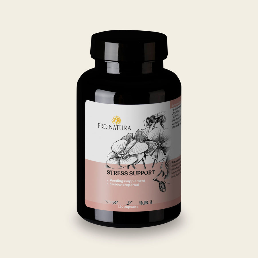 Stress Support van Pro Natura, pot met 120 capsules met passiebloem, valeriaan en magnesium