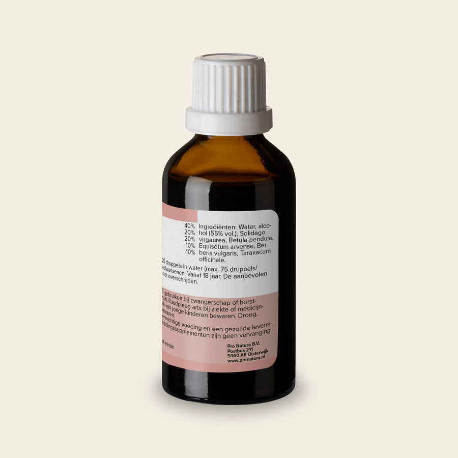 Achterzijde van het flesje Vochtbalans 50 ml met de volledige ingrediëntenlijst
